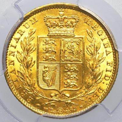 イギリス　グレートブリテン　1855年銘　ソブリン金貨　ビクトリアヴィクトリア　ヤングヘッド　PCGS　MS63