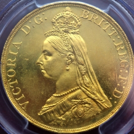 luna coins 1887 victoria jubilee head 5 pounds gold