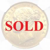 イギリス　1853年銘　ソブリン金貨　ビクトリアヴィクトリアヤングヘッド　NGC　MS63