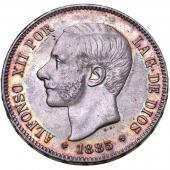 スペイン　1885年　アルフォンソ12世　5ペセタ銀貨　トーン