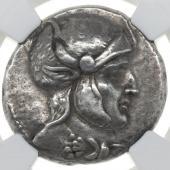 ギリシャ・セレウコス朝　BC312-281　セレウコス一世ニカトール　テトラドラクマ銀貨　ニケ　NGC　VF　5/5　3/5