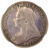 イギリス　1893年プルーフクラウン銀貨　ヴィクトリア ビクトリア Victoria　ヴェールドヘッド　トーン　NGC PF64