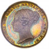 イギリス1839年銘　プルーフ6ペンス銀貨Sixpence　ヴィクトリア　ビクトリア　Victoria ヤングヘッド　艶色トーン　NGC PF64