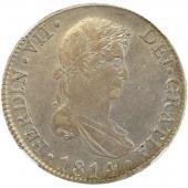 スペイン　1814年M-GJ　8レアレス銀貨　フェルディナンド7世　NGC　AU50