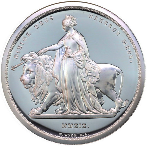 イギリス 2019年「 ウナ・ライオン」5ポンド 2オンス プルーフ純銀貨 