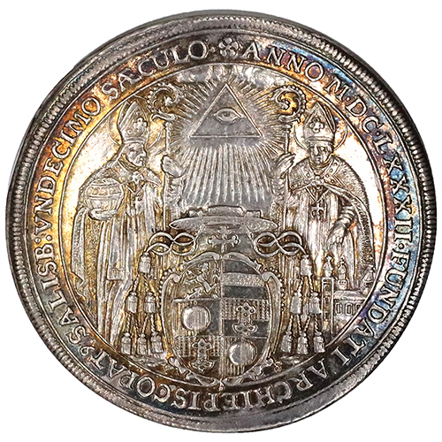 オーストリア 1682年銘 ザルツブルグ ターラー銀貨 1100年記念 大司教