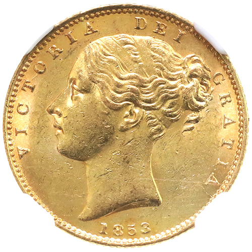 イギリス 1853年銘 ソブリン金貨 ヴィクトリア ビクトリア Victoria WW
