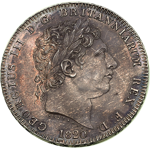 イギリス ジョージ3世 1820年 クラウン銀貨 LIX UNC(未使用) バージン