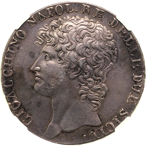 イタリア・ナポリ 1810年 ジョアッキーノ1世 12カルリーニ銀貨 NGC