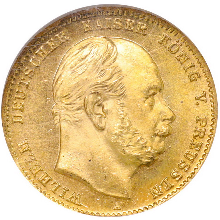 ドイツ プロイセン 1873年A 10マルク 金貨 ヴィルヘルム1世 NGC 