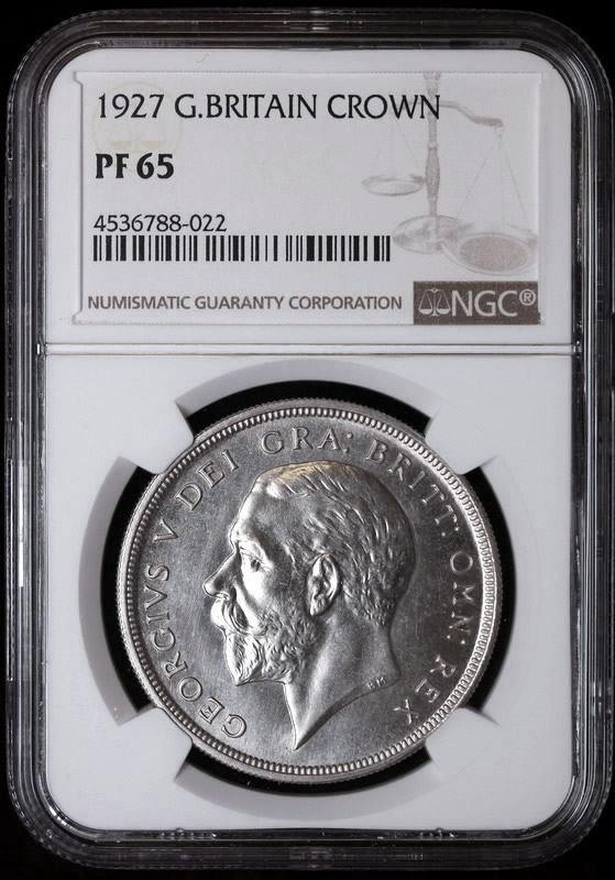 イギリス ジョージ5世 1927年 クラウン プルーフ銀貨 NGC PF65 BU【アンティークコイン・金貨・銀貨の販売・買取 ルナコイン】