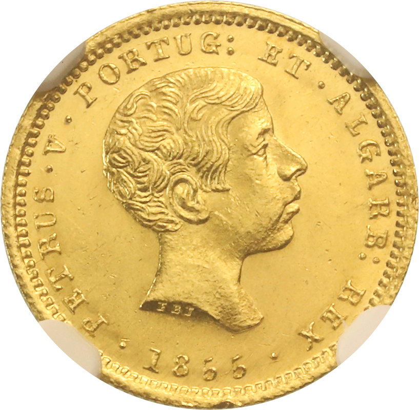 ポルトガル 1855年 1000レイス 金貨 ペドロ5世 NGC MS63【アンティークコイン・金貨・銀貨の販売・買取 ルナコイン】