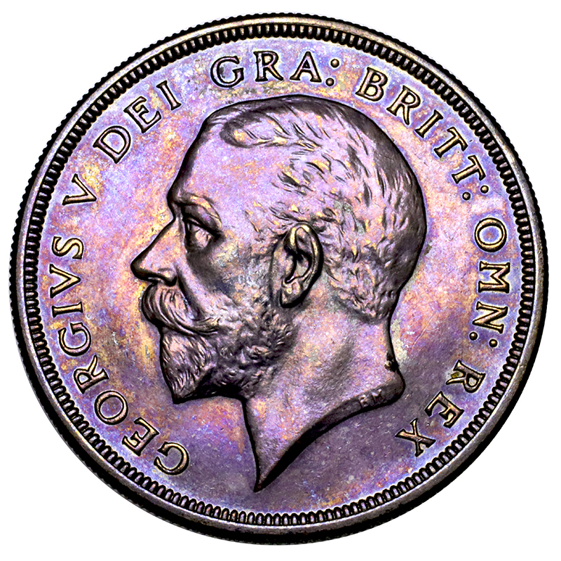 イギリス ジョージ5世 1927年 クラウン プルーフ銀貨 グレープパープル
