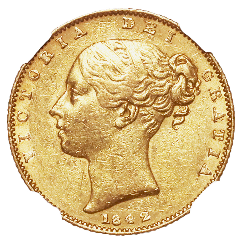 ☆イギリス英国ヤングヴィクトリア女王ソブリン金貨1885年PCGS/AU55 - 貨幣