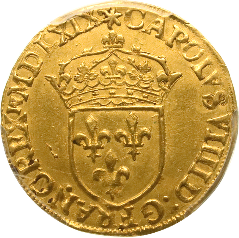 値下げしました】中世フランス 1569年A エキュ 金貨 シャルル9世