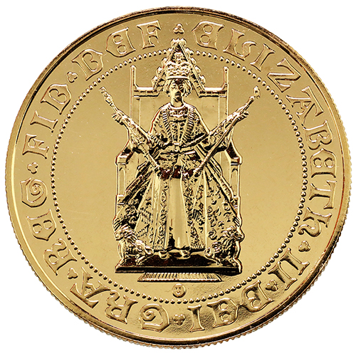 イギリス 1989年 5ポンド 金貨 エリザベス2世 ソブリン金貨500周年 