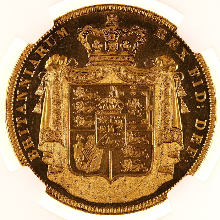 イギリス 1826年銘 ジョージ4世プルーフ5ポンド金貨 限定発行150枚 NGC