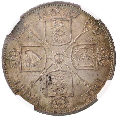 イギリス GREAT BRITAIN 1887年2シリング フローリン銀貨 ヴィクトリアVictoria ジュビリーヘッド NGC  MS63【アンティークコイン・金貨・銀貨の販売・買取 ルナコイン】