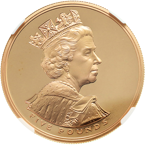 イギリス 2002年 5ポンドプルーフ金貨エリザベス2世即位50年 「馬上の ...