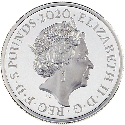 イギリス 2020年 The Great Engravers第2弾 スリーグレイセス 5ポンド 2オンス プルーフ純銀貨 エリザベス女王 NGC  PF70UCAM First Releases【アンティークコイン・金貨・銀貨の販売・買取 ルナコイン】