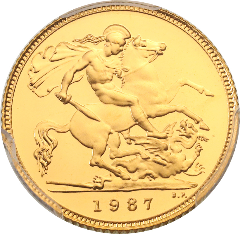 イギリス 1987年 1/2ソブリン 金貨 エリザベス2世 聖ジョージと竜退治 ...