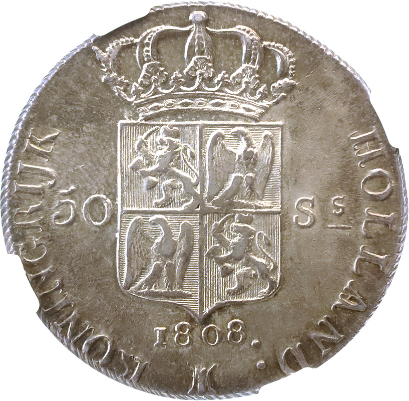 オランダ ホラント王国 1808年 50スタイフェル 銀貨 NGC MS63 ルイ・ボナパルト【アンティークコイン・金貨・銀貨の販売・買取 ルナコイン】