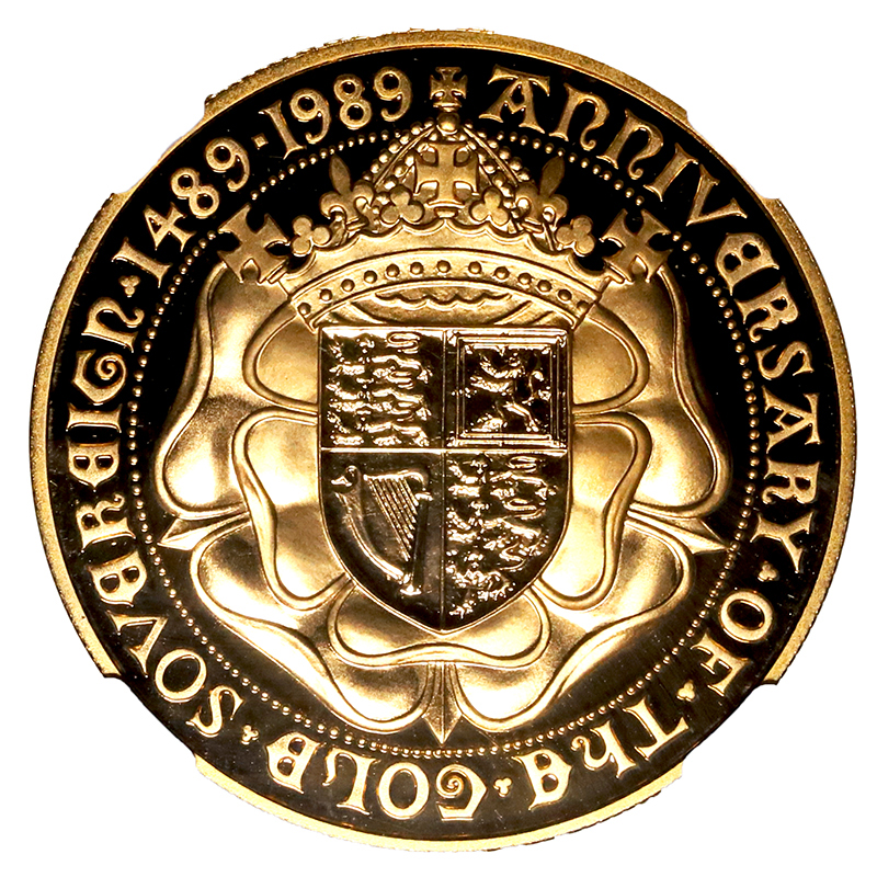 イギリス 1989年 5ソブリン 金貨 エリザベス2世 ソブリン金貨500周年