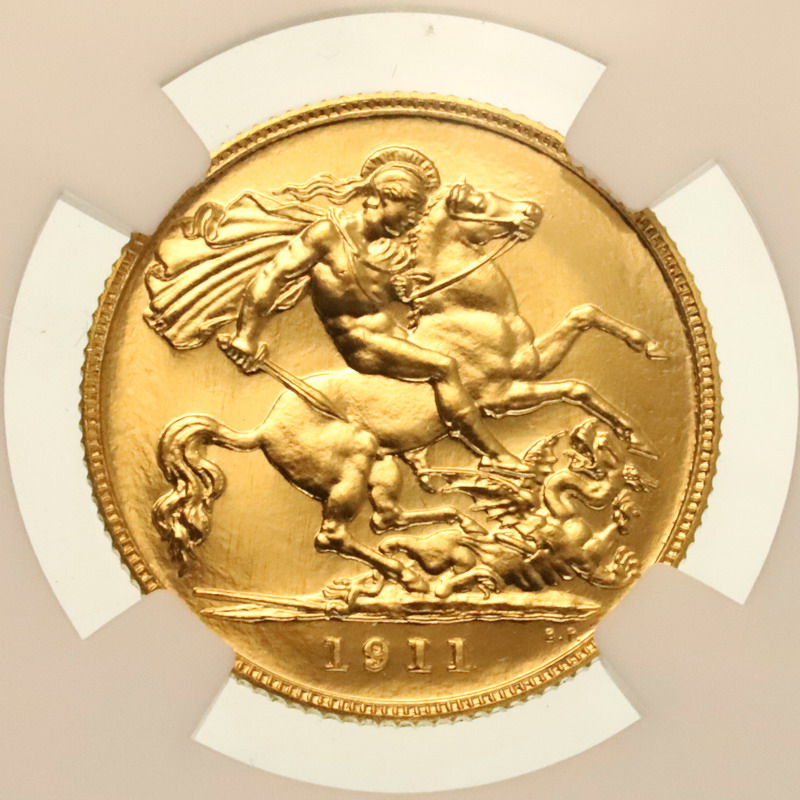 イギリス 1911年 ジョージ5世 1/2 ハーフソブリン プルーフ金貨 