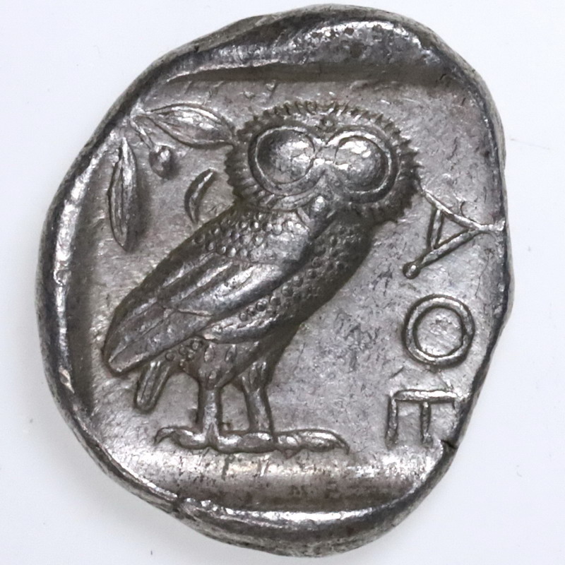古代ギリシャ アッテカ アテネ テトラドラクマ銀貨 フクロウ BC440-404 