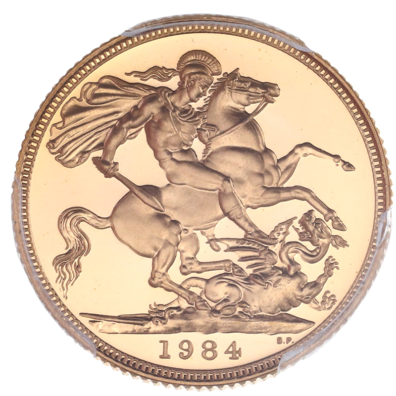 イギリス 1984年 ソブリンプルーフ金貨 エリザベス2世 ヤング