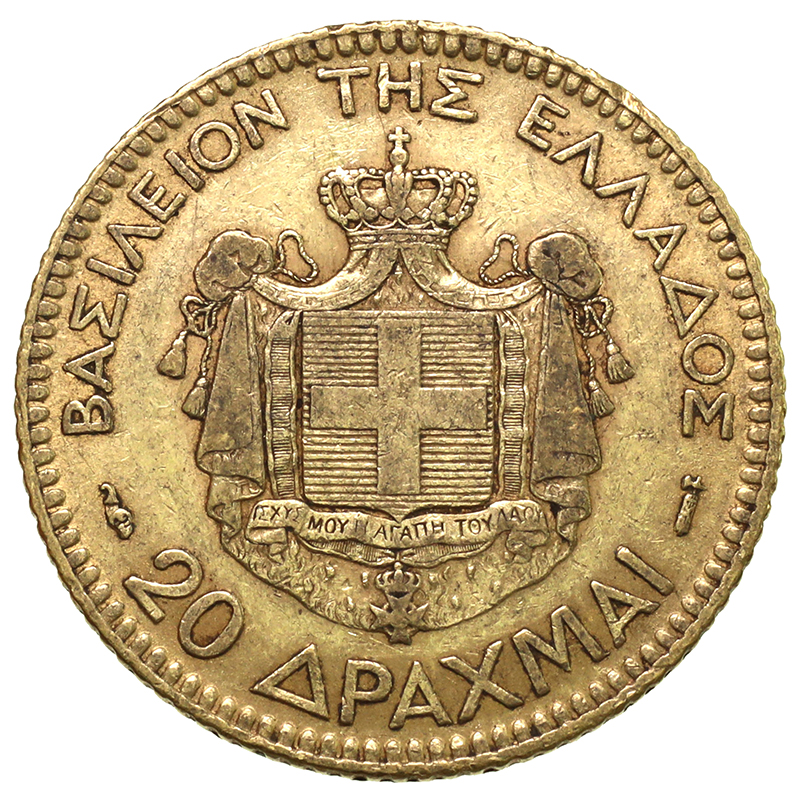 ギリシャ 1884年A 20ドラクマ 金貨 ゲオルギオス1世 パリミント ...