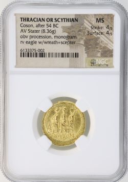 古代ギリシャ(ブルガリア、トルコ) BC54 トラキアもしくはスキタイ Coson スターテル 金貨 NGC MS 4/5, 4/5【アンティークコイン ・金貨・銀貨の販売・買取 ルナコイン】