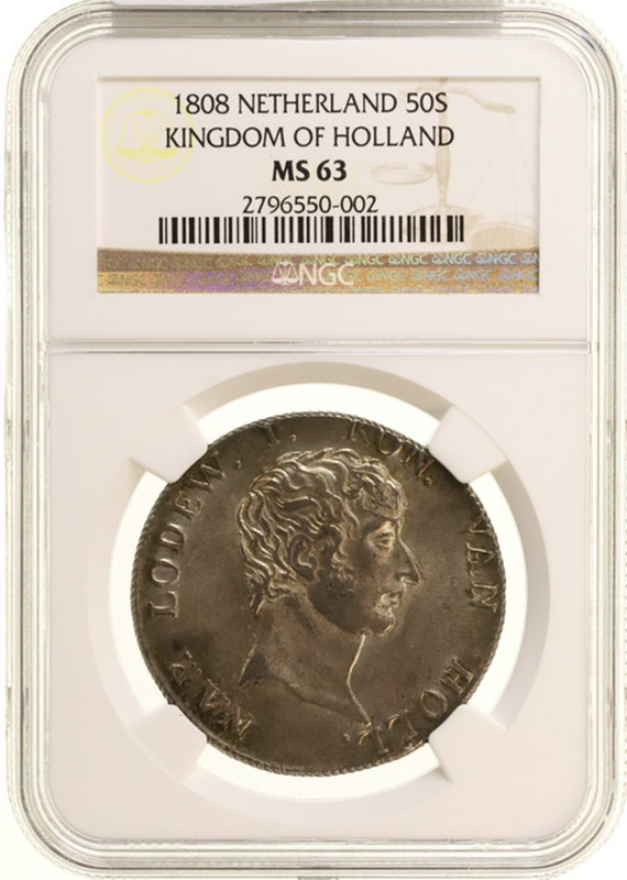 オランダ ホラント王国 1808年 50スタイフェル 銀貨 NGC MS63 ルイ・ボナパルト【アンティークコイン・金貨・銀貨の販売・買取 ルナコイン】