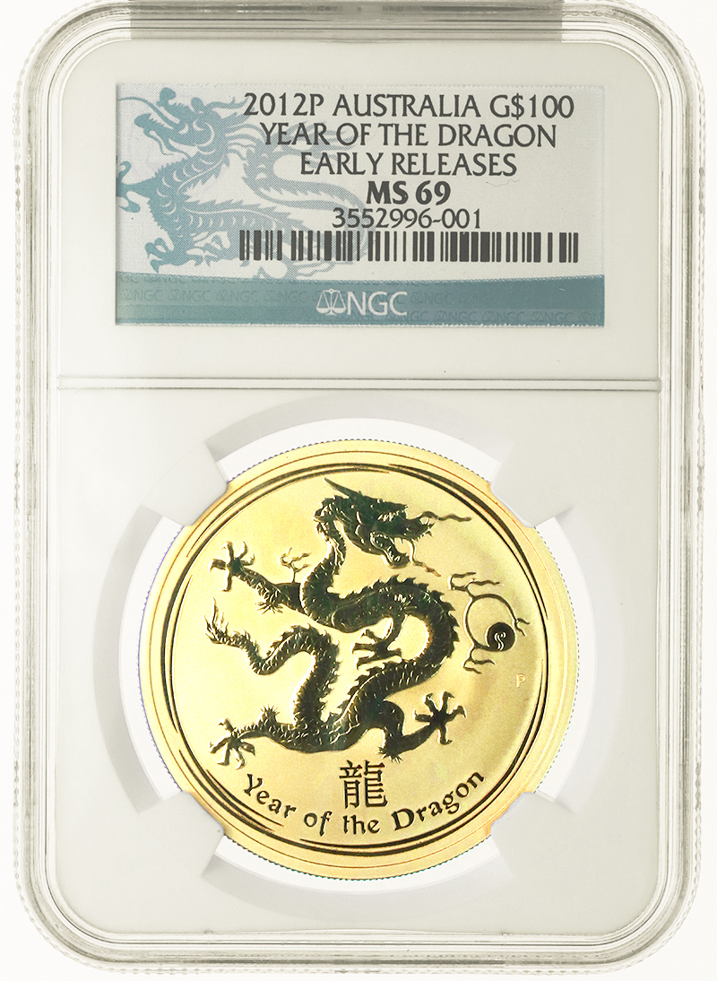 オーストラリア 2012年 龍 ドラゴン 干支 辰 100ドル 1オンス 金貨 