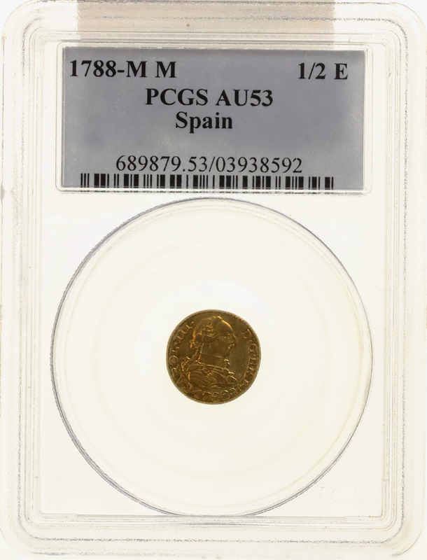 スペイン 1788年 1/2エスクード金貨 PCGS AU53【アンティークコイン