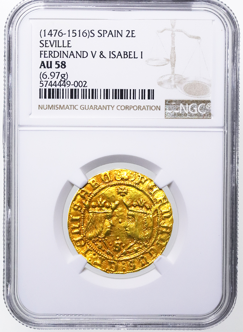 スペイン 1476-1516年 フェルナンド2世 イザベル1世 2エクセレント金貨 ...