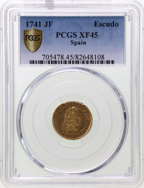 スペイン 1741年JF エスクード 金貨 フェリペ5世 PCGS XF45 極美品