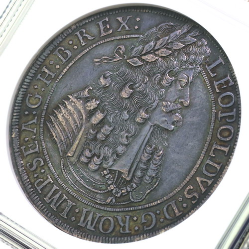 オーストリア 1695年 レオポルド1世 ターラー銀貨 ハプスブルク NGC AU58 トーン【アンティークコイン・金貨・銀貨の販売・買取 ルナコイン】