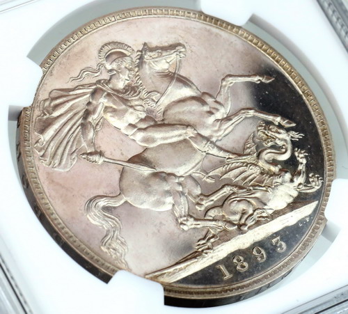 イギリス 1893年プルーフクラウン銀貨 ヴィクトリア ビクトリア