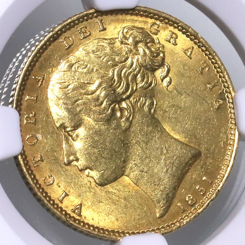 イギリス 1851年 ソブリン金貨Sovereign ヴィクトリア ビクトリア Victoria ヤングヘッド NGC MS61【アンティークコイン・ 金貨・銀貨の販売・買取 ルナコイン】