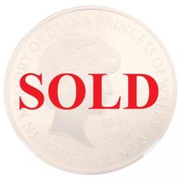 イギリス1999年　エリザベス5ポンドプルーフ金貨　ダイアナ追悼　NGC　PF69UCAM　付属品付