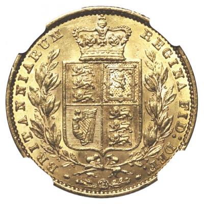 イギリス　1861年銘　ソブリン金貨　ヴィクトリアビクトリアヤングヘッド NGC AU58　