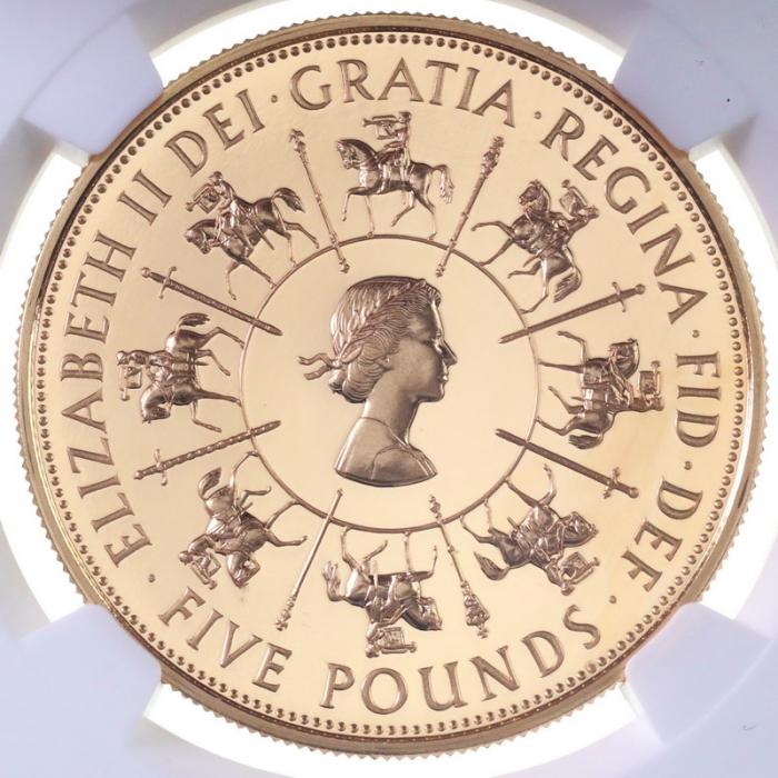 【NGC PF69UC】1993エリザベス2世 戴冠40周年記念 5ポンド金貨