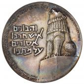 イスラエル政府　1962年　大型　記念銀メダル「汝の城壁の内に平和あれ」発行2979枚　ディープトーン