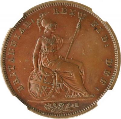 イギリス　1826年　ペニー銅貨プルーフ　ジョージ4 世　NGC PF62