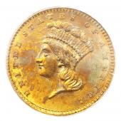 アメリカ 1861年銘 リバティ-インディアンヘッド 1ドル金貨 PCGS　AU55 90年代クラシックグリーンラベル