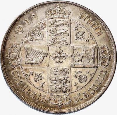 イギリス　1860年　ゴシック　ゴチック　フローリン銀貨　ヴィクトリア　ビクトリア ESC R指定　レア