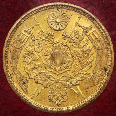 日本 明治5年(1872)　旧5円金貨　財務省放出スラブケース　JDNA鑑定B
