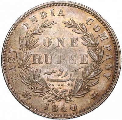 INDIA(BRITISH) 旧イギリス領インド　1840年　1ルピー銀貨　ビクトリア 東インド会社　1RUPEE Victoria　East India Company