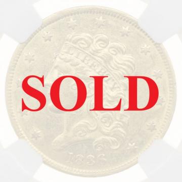 アメリカ　1836年　5ドル金貨　クラシック　リバティ　NGC　AU55